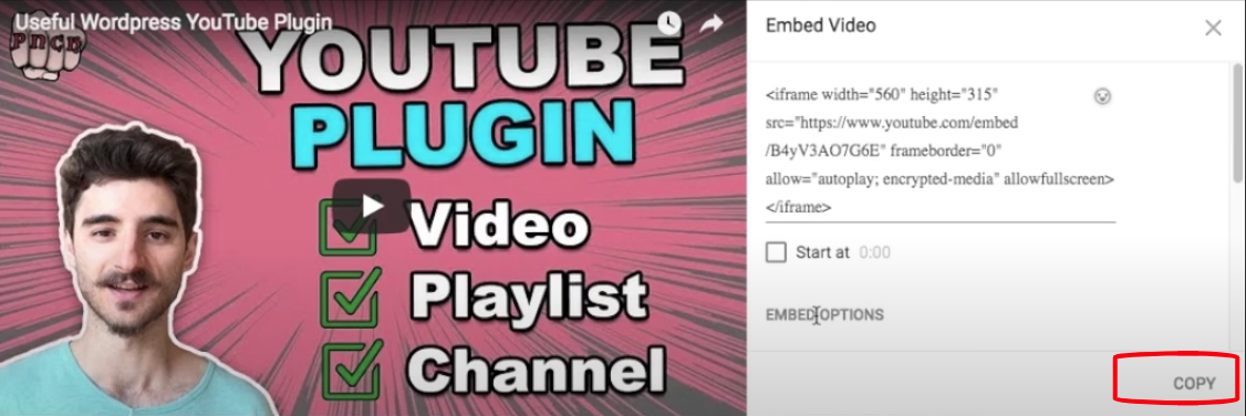 YouTube embed HTML options